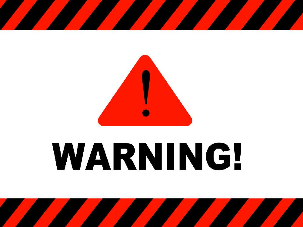 黒字でワーニングの文字