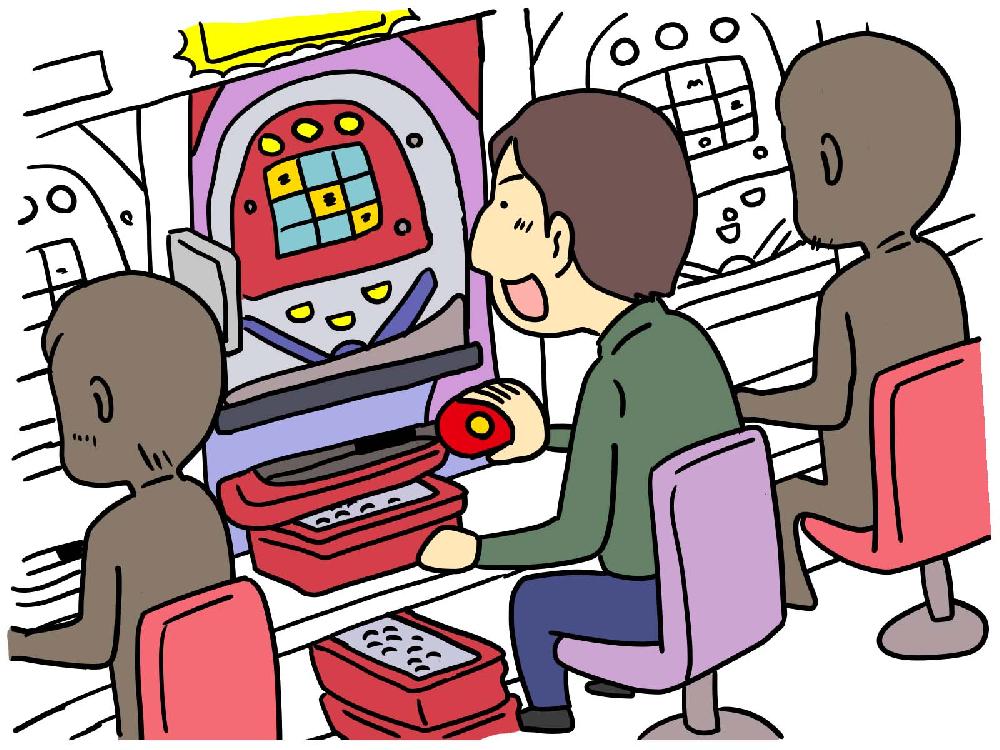 パチンコする男性