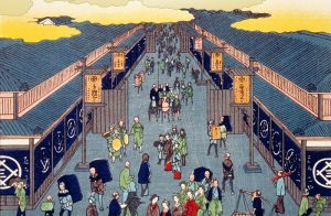 高利貸と当時の人々との風景をイメージ