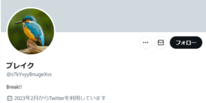 ブレイクのTwitterアカウント(鳥の画像)